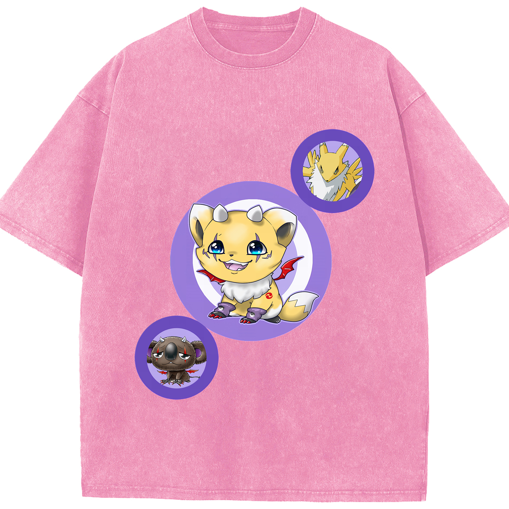 （画像用） Digimon デジタルモンスター/デジモン 綿100% ヴィンテージ風 半袖Tシャツ（フロントプリント）